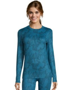 women's cold weather print thermal base layer