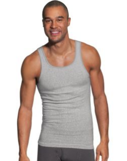 Hanes Men's FreshIQ® ComfortSoft® Dyed Black/Grey Tank Undershirt